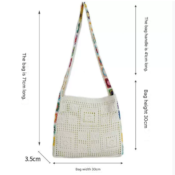 Coffee Chic Bohemian Hollow Knit Tote Bag | Large Capacity Crossbody Shoulder Bag | Versatile Casual Holiday Style