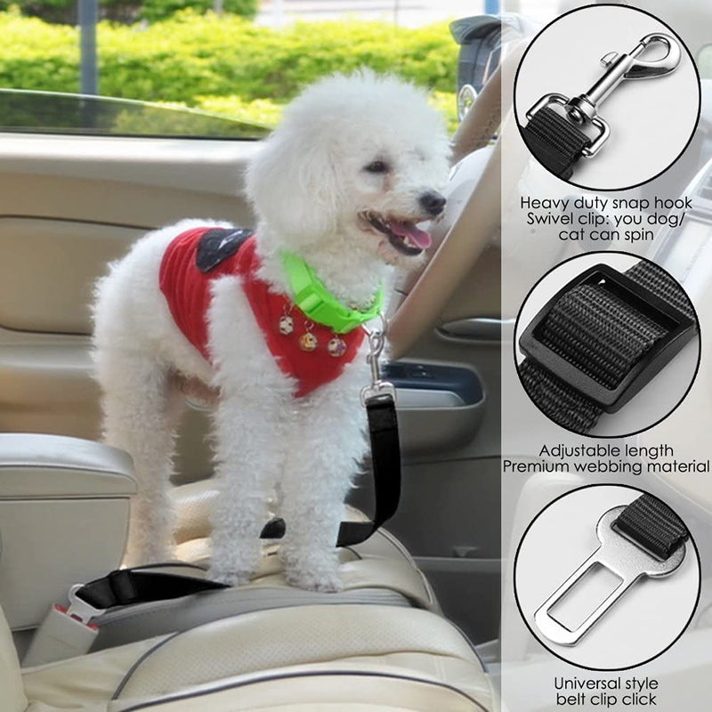 Pink 5PCS Universal Adjustable Pet Car Safety Seat Belt | Heavy Duty Retractable Harness Restraint | Anti-Jump Window Safety Clip