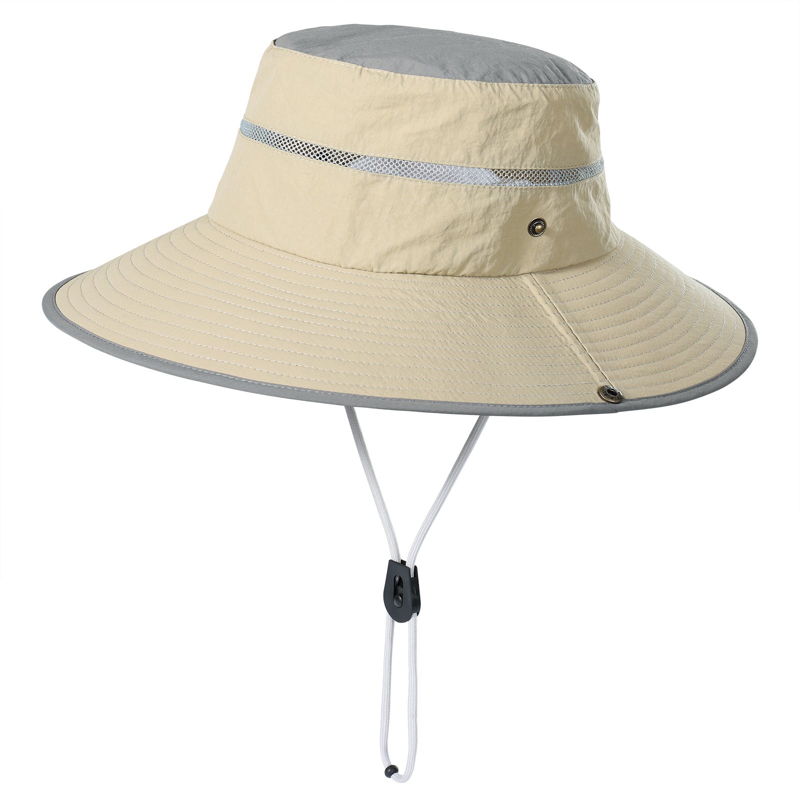 Khaki Foldable Wide Brim Sun Hat Unisex Bucket Safari Cap Adjustable 56-60cm for Fishing Hiking Camping and Outdoor Travel