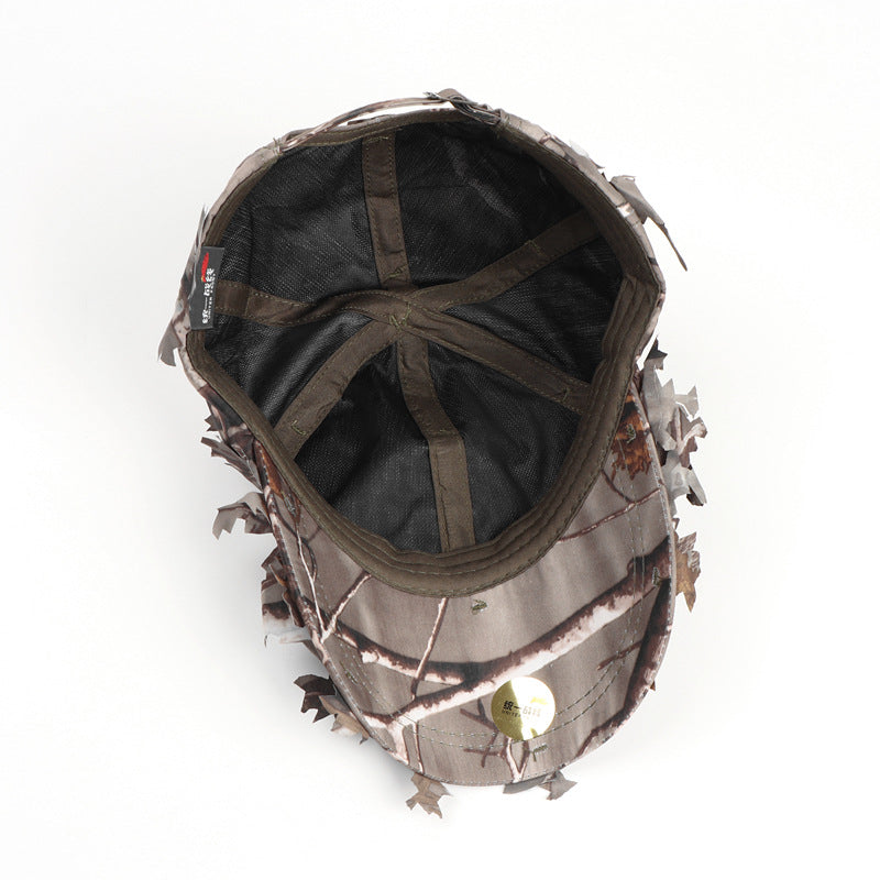 Brown 3D Leaf Camouflage Baseball Cap – American-Style Outdoor Tactical Hat for Hunting, Camping & Survival