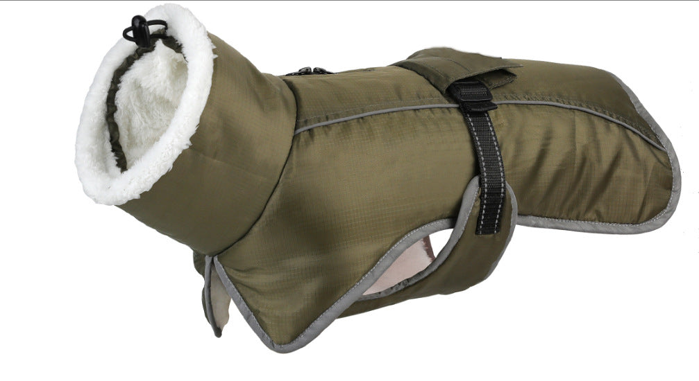 Green Dog Winter Jacket – Warm, Windproof & Waterproof Pet Coat with Fleece Lining and Reflective Strips for Cold Weather(Size: M)