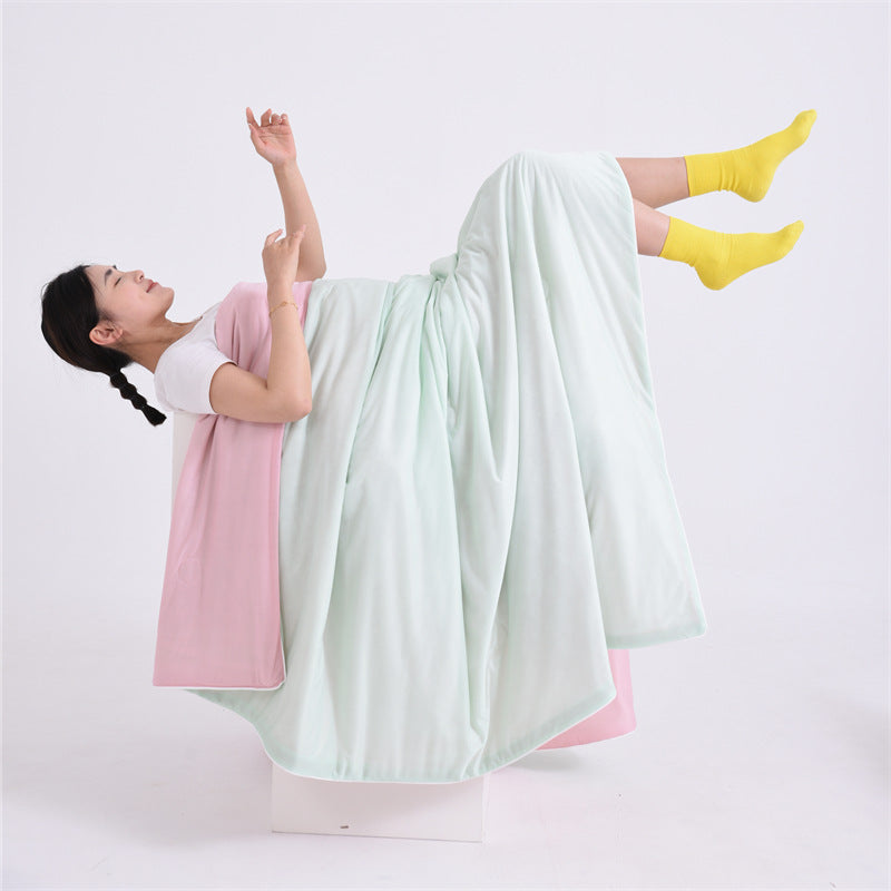 Melon powder Cooling Summer Quilt with Ice Silk Fabric Lightweight Breathable Air Conditioner Blanket 180x220cm Soft Washable Comforter for Home Sleep Comfort