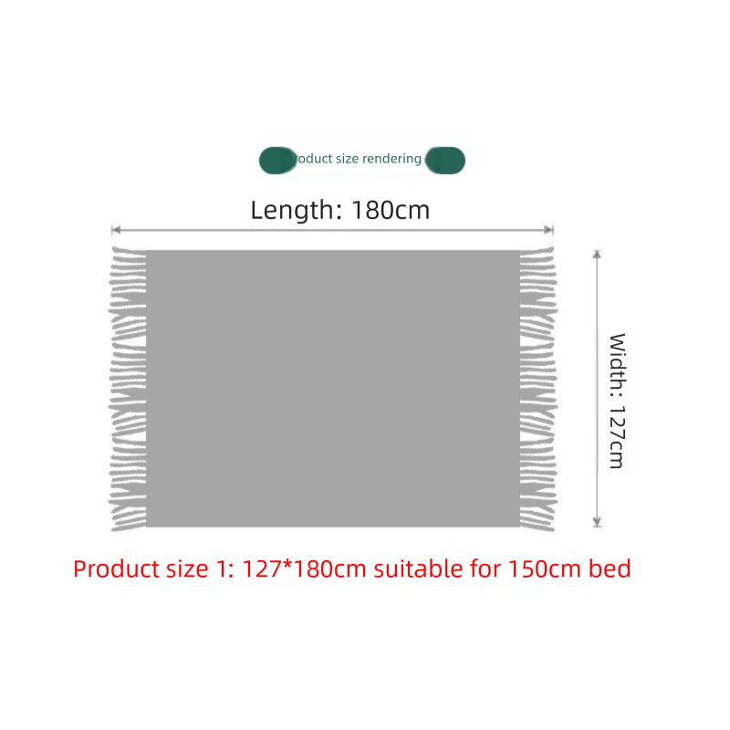 Mint green Nordic Minimalist Knit Throw Blanket – 127×180cm Lightweight, Soft & Breathable Fleece-like Fabric with Tassel Edges for Sofa, Bed, Yoga & Air Conditioning Use