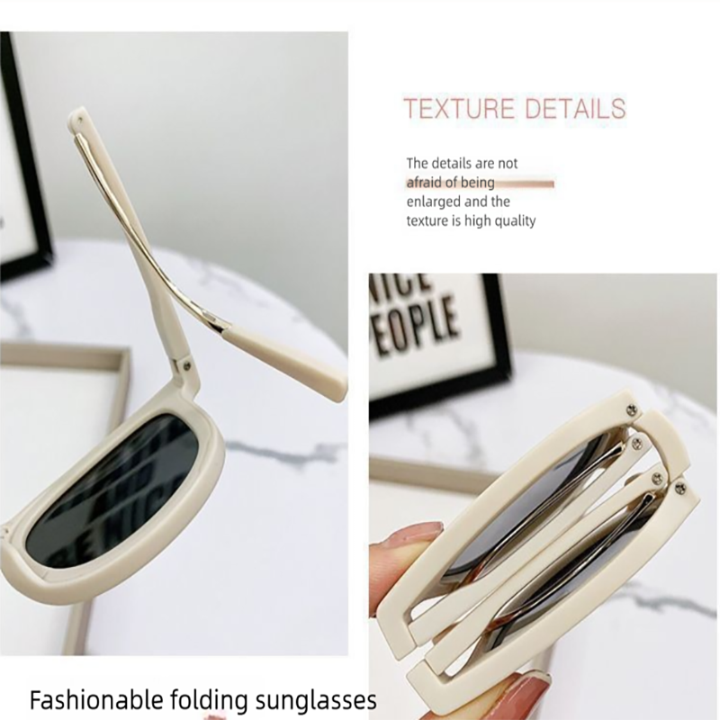 Autumn Tea Foldable UV400 Sunglasses for Men and Women – Lightweight Driving & Outdoor Sun Glasses with Hard Case, 18.4g TR+Metal Frame, Compact 32mm Folded Size