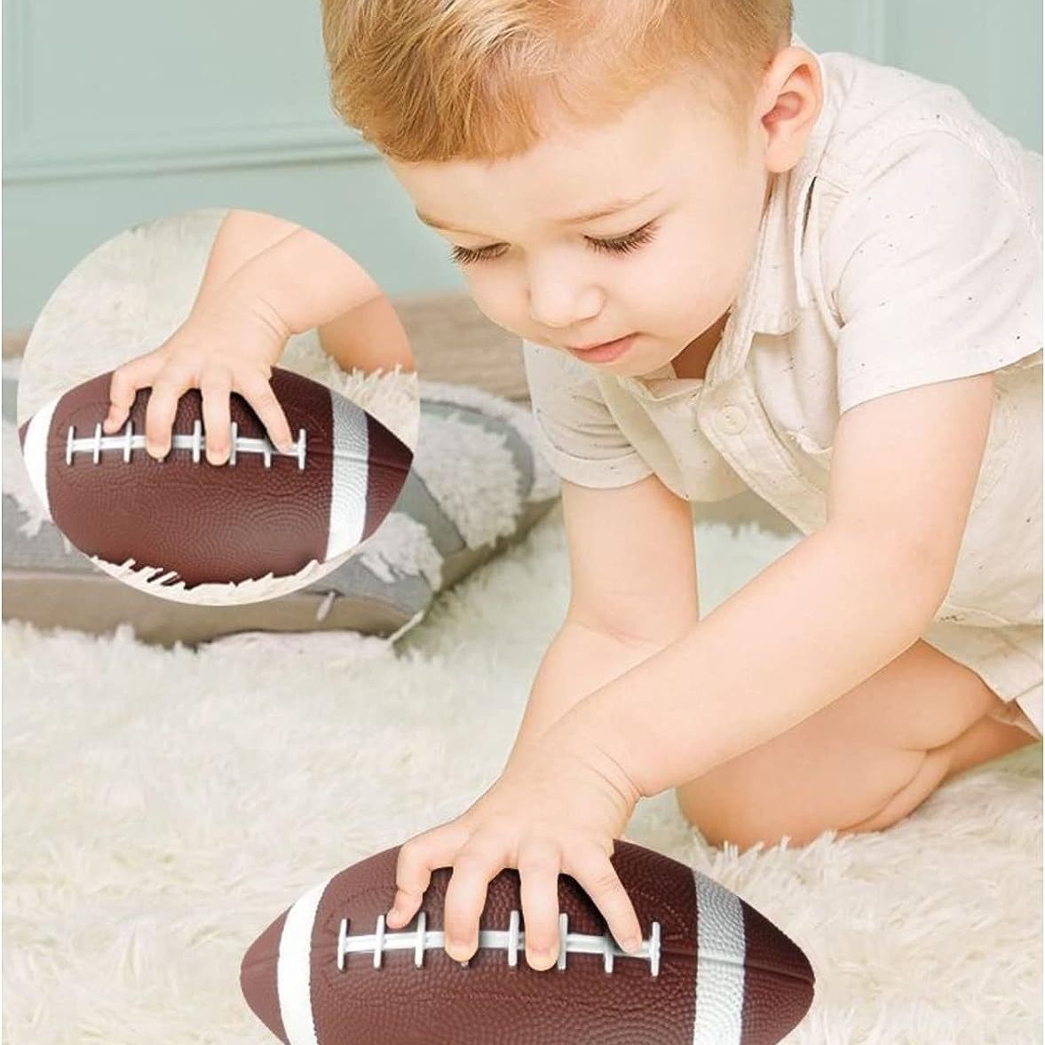 3-Pack 16cm Inflatable Sports Balls Set PVC Mini Soccer Basketball Rugby for Toddlers Kindergarten Outdoor Play Includes Hand Pump for Easy Inflation