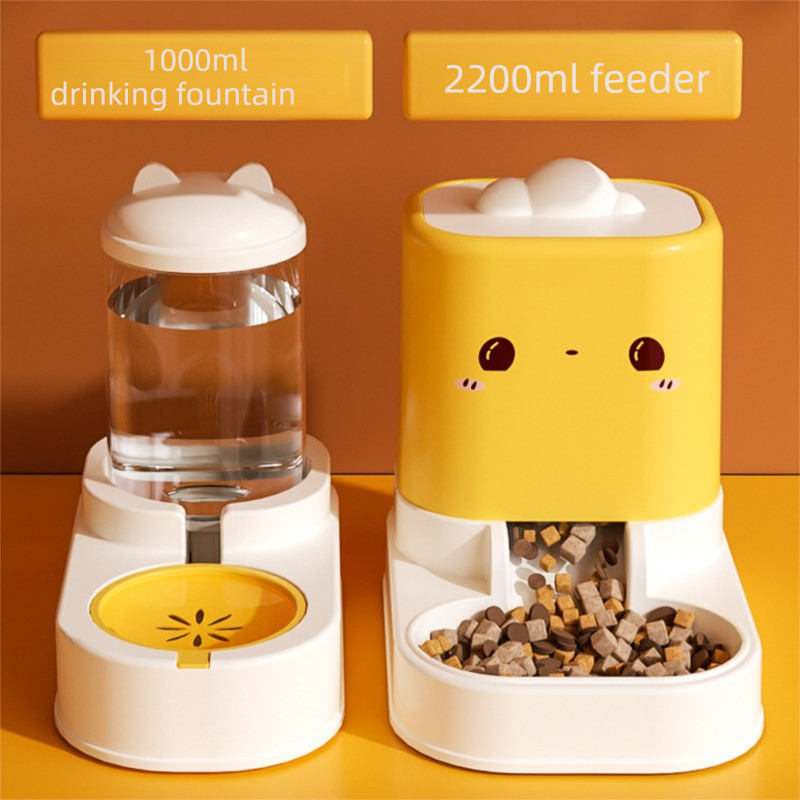 Pink Cat & Dog Automatic Feeder & Waterer Set – 2-in-1 Dry & Wet Separation Station with 2200ml Food & 1000ml Water Capacity
