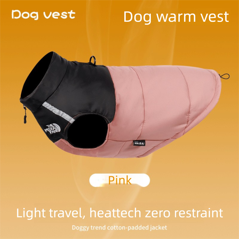 Pnik XL Size Dog Clothing — Warm, Thickened Cotton Jacket for Autumn & Winter; Waterproof Pet Vest — Reflective Safety Design, Leash-Compatible