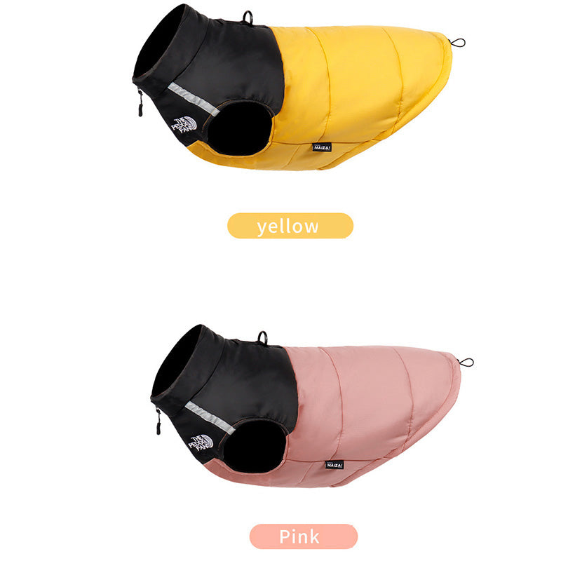 2-Pack (Pink + Yellow) —M Size — Warm, Thickened Winter Dog Coat / Pet Clothing — Waterproof Winter Dog Vest — Reflective Safety Design (Leash Compatible)