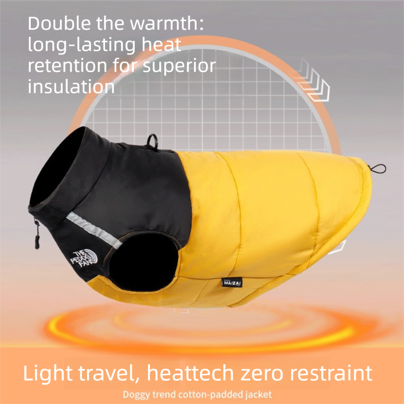 2-Pack (Pink + Yellow) —M Size — Warm, Thickened Winter Dog Coat / Pet Clothing — Waterproof Winter Dog Vest — Reflective Safety Design (Leash Compatible)