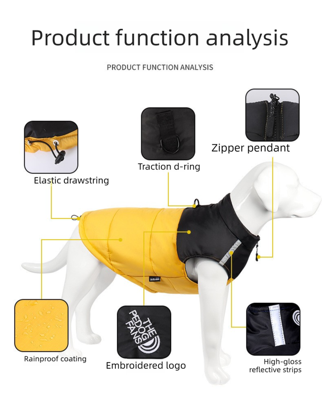 2-Pack (Pink + Yellow) —M Size — Warm, Thickened Winter Dog Coat / Pet Clothing — Waterproof Winter Dog Vest — Reflective Safety Design (Leash Compatible)