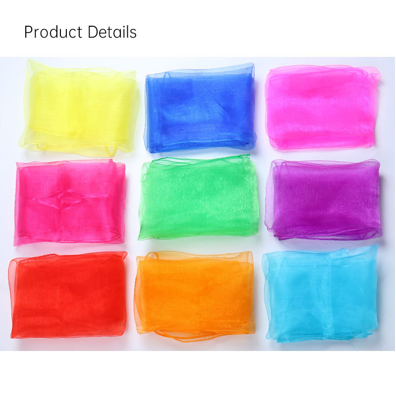 6-piece 60*60 cm(Red and Pink and Yellow and Green and Blue and Purple) Kids Magic Scarf Set - Colourful Chiffon Dance Scarves for Performance Play, Lightweight Rainbow Juggling Scarves, Creative Movement and Party Game Props