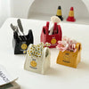 Red Ceramic Mini Tote Bag Pen Holder - Creative Desktop Storage Organizer for Makeup Brushes, Remote Controls and Stationery, Cute Smiley Decorative Container
