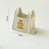 White Ceramic Mini Tote Bag Pen Holder - Creative Desktop Storage Organizer for Makeup Brushes, Remote Controls and Stationery, Cute Smiley Decorative Container