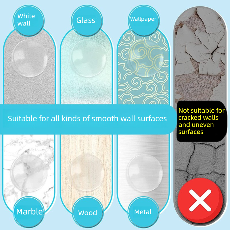 6 Pack Transparent Silicone Wall Protector Pads Door Handle Bumper Pads for Furniture and Fridge Doors