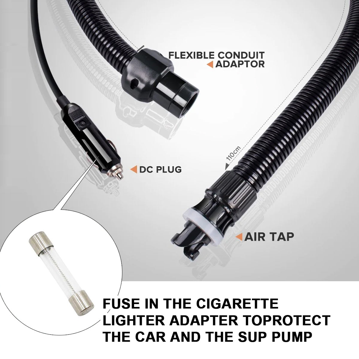 Electric & Battery Powered HT-790 High Pressure SUP Electric Air Pump 12V DC Paddle Board 16/20PSI Auto-Off