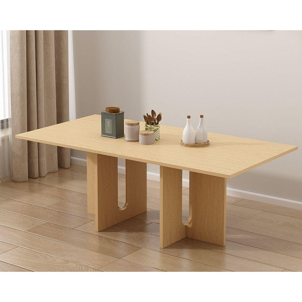 Oak Melamine Dining Table 6 Seater