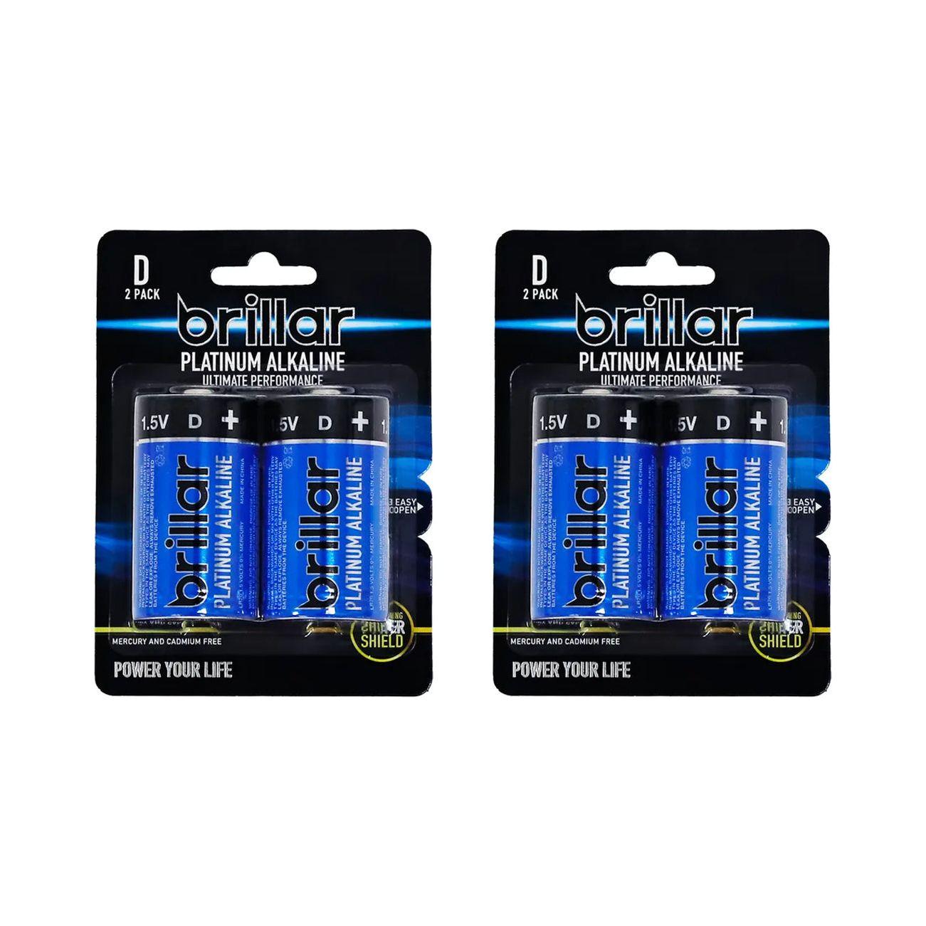 Brillar D Platinum Alkaline Batteries 2pk