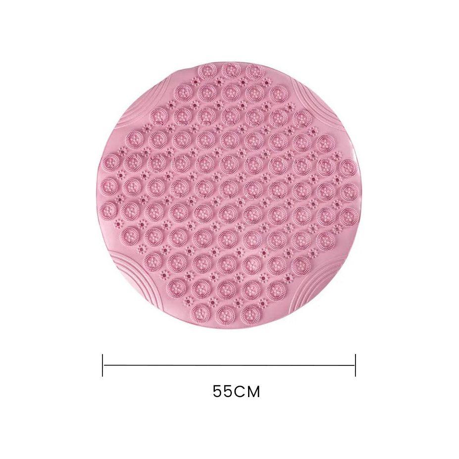 Bathroom Non-slip Bath Mat with Drain Hole Plastic Massage Foot Pad-Pink