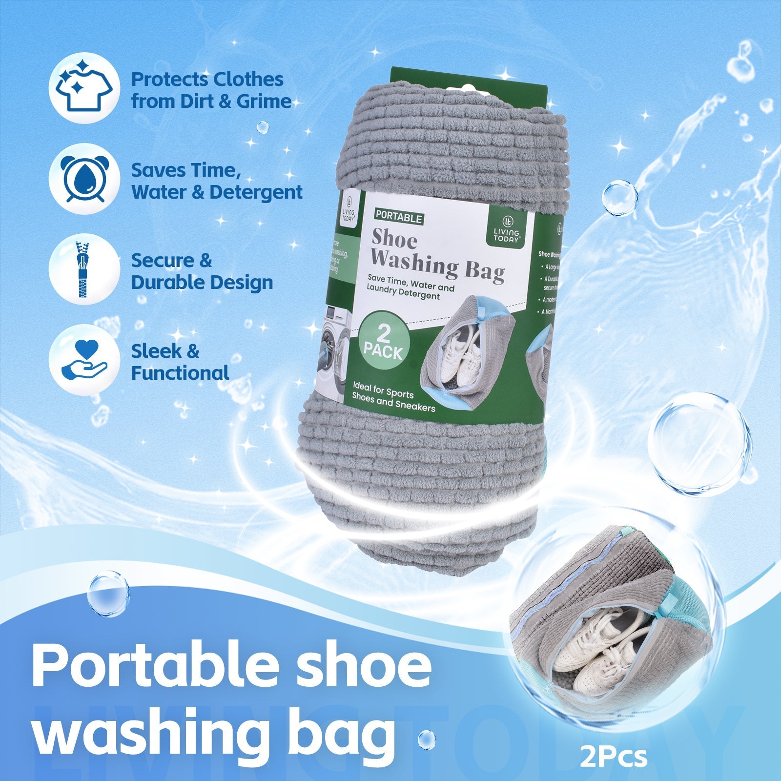 2Pcs Portable Shoe Washing Bag