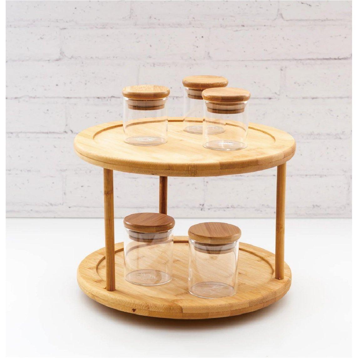 Bamboo Lazy Susan Turntable 2 Tiers