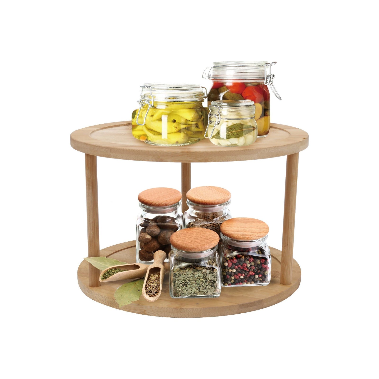 Bamboo Lazy Susan Turntable 2 Tiers