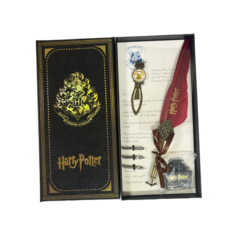 Harry Potter Vintage Feather Dip Pen Writing Set with ink Calligraphy Quill Pen Gifts - DARK GREEN