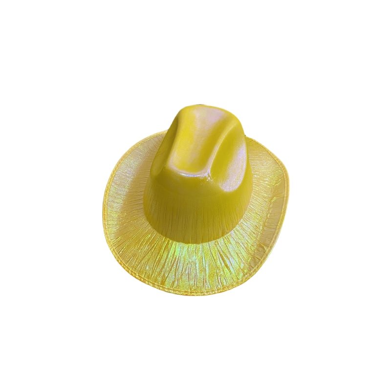Holographic Cowboy Party Hat (Adult Size) - Yellow