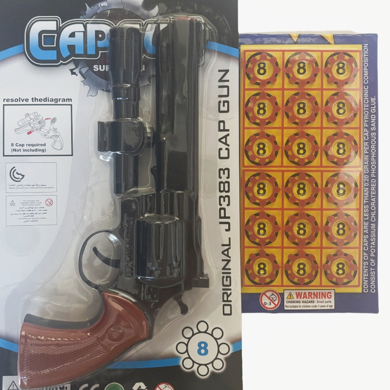 8 shots toy cap gun with 144 free caps Large JP383 Black