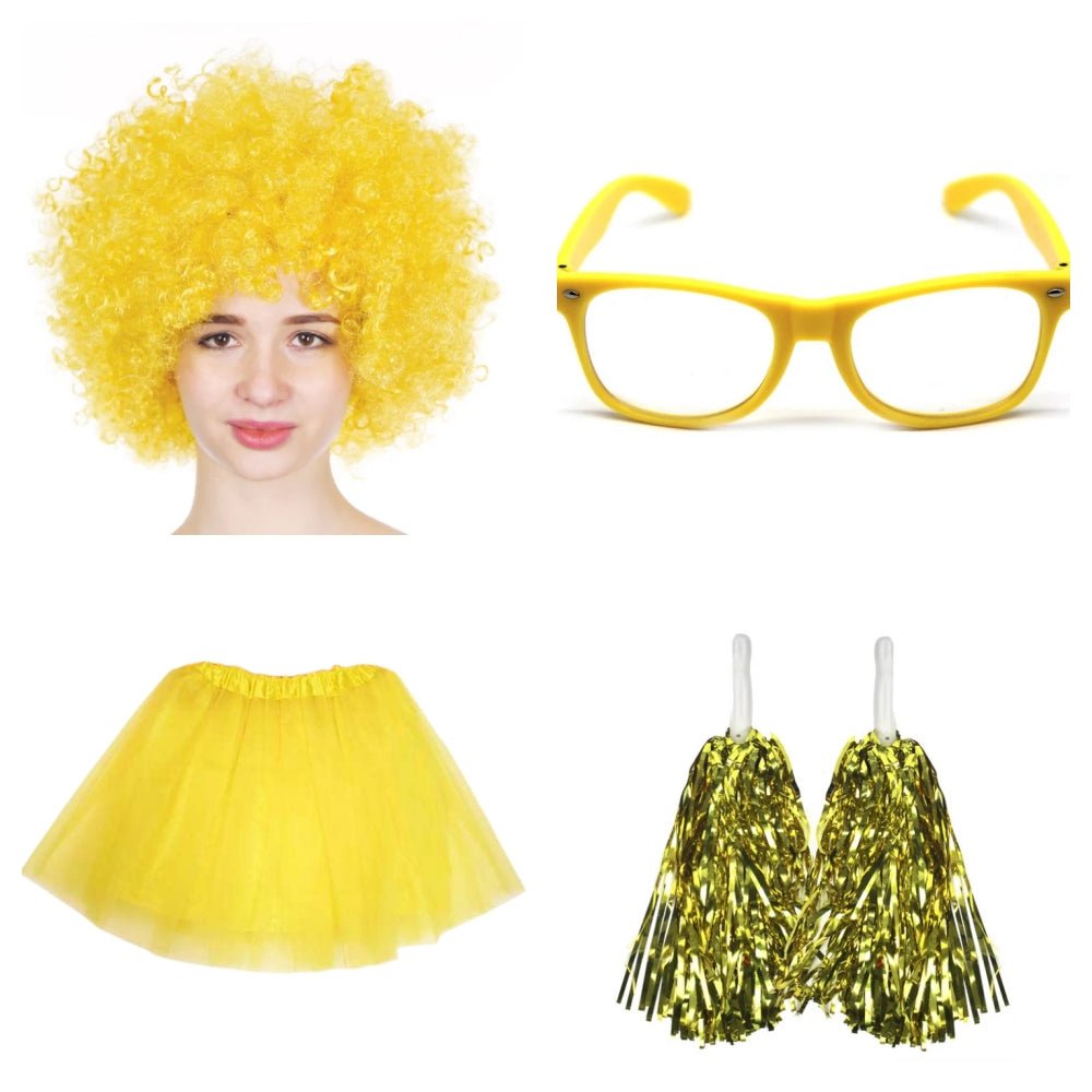School house carnival colour celebrates kit Wig Glasses Tutus and Pom Poms - Blue