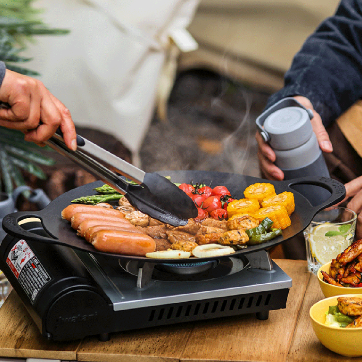 BUYDEEM Grill Pan Nonstick 36cm Round BBQ Griddle Indoor or Outdoor Cooking