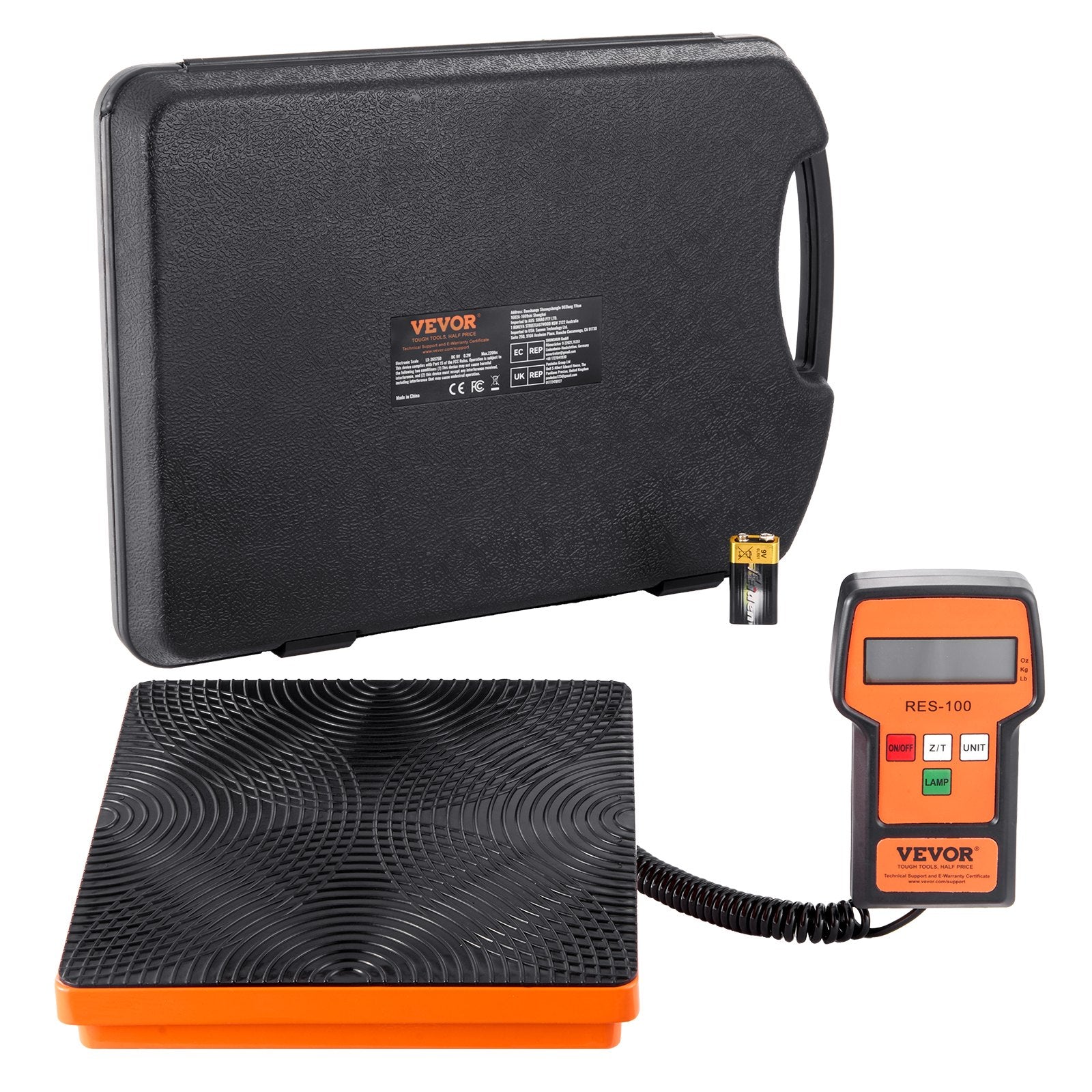 VEVOR Refrigerant Scale 110 LBS HAVC Charging Recovery Freon Scale, with Wired Remote Control, 2g High Precision Electronic Digital Recovery Weight Scale with Case and Dry Battery