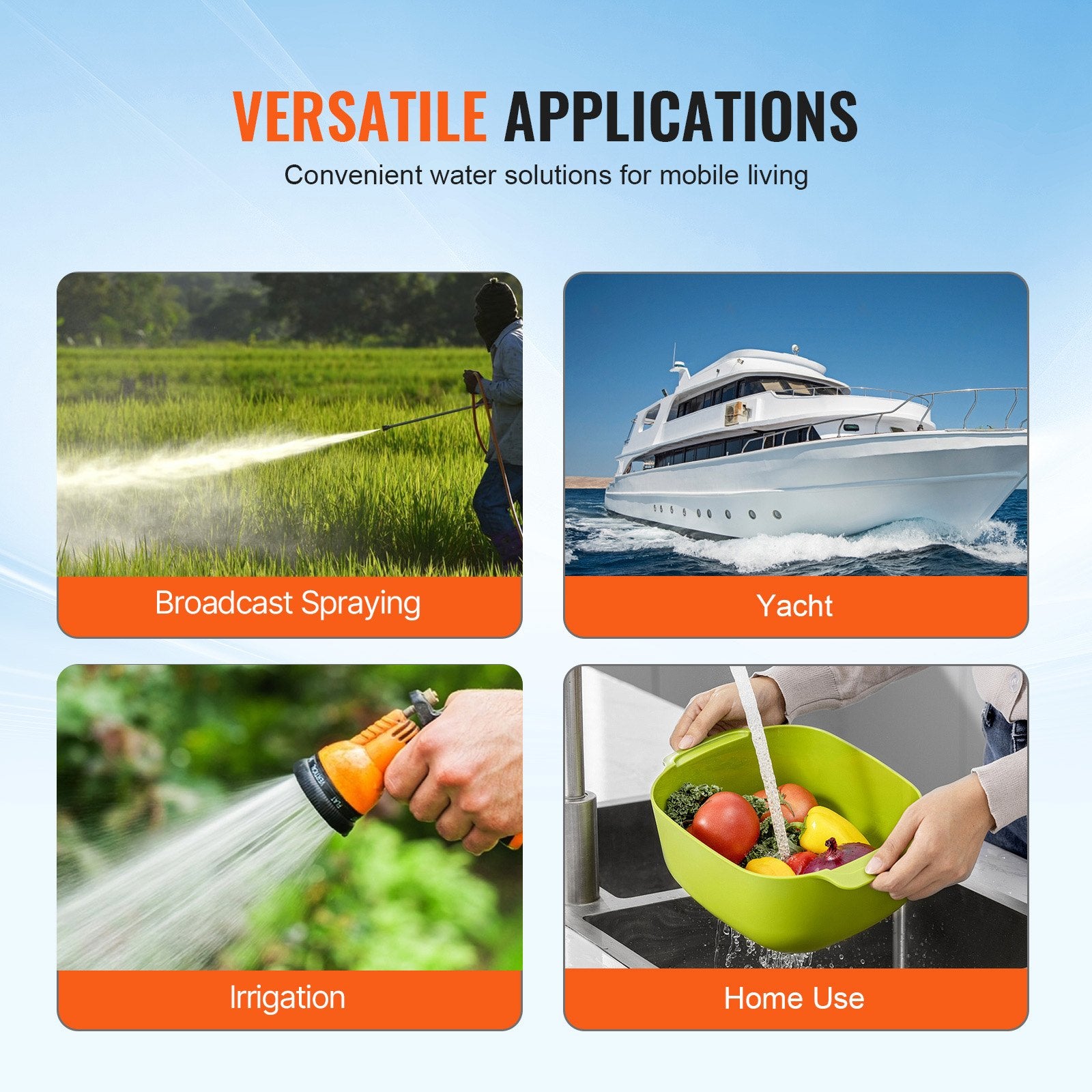 VEVOR Diaphragm Pump 5GPM 18.93 L/min 5-Chamber Water Pump Pressure Switch