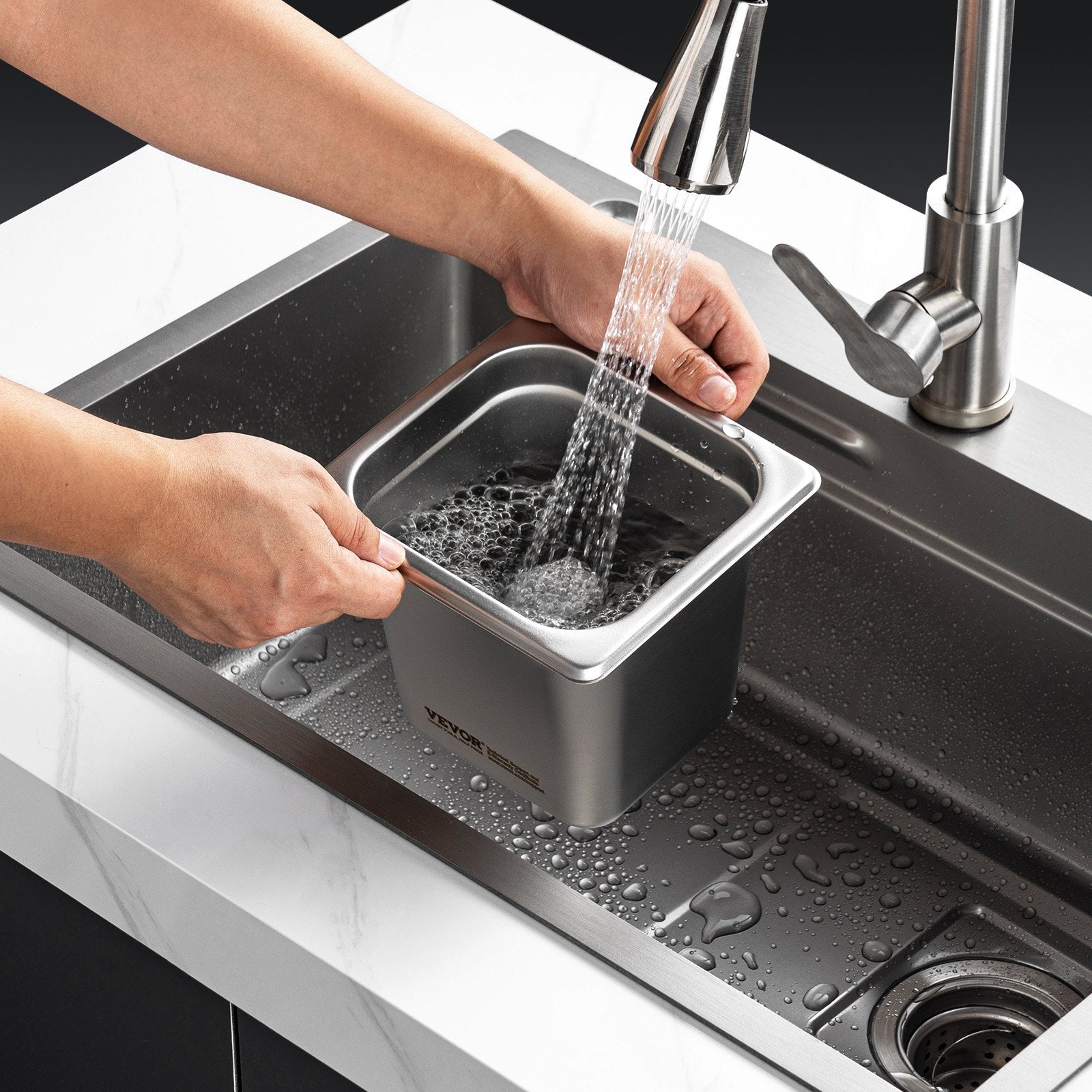 VEVOR 6 Pack Hotel Pans, 1/6 Size Anti-Jam Steam Pan, 0.8mm Thick Stainless Steel Restaurant Steam Table Pan, 6-Inch Deep Commercial Table Pan, Catering Storage Food Pan, for Industrial & Scientific