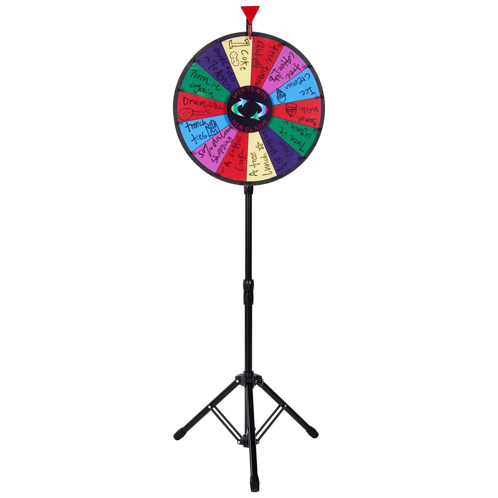Vevor 18 Inch Tabletop Color Prize Wheel with Folding Tripod Floor Stand 14 Slots Dry Erase