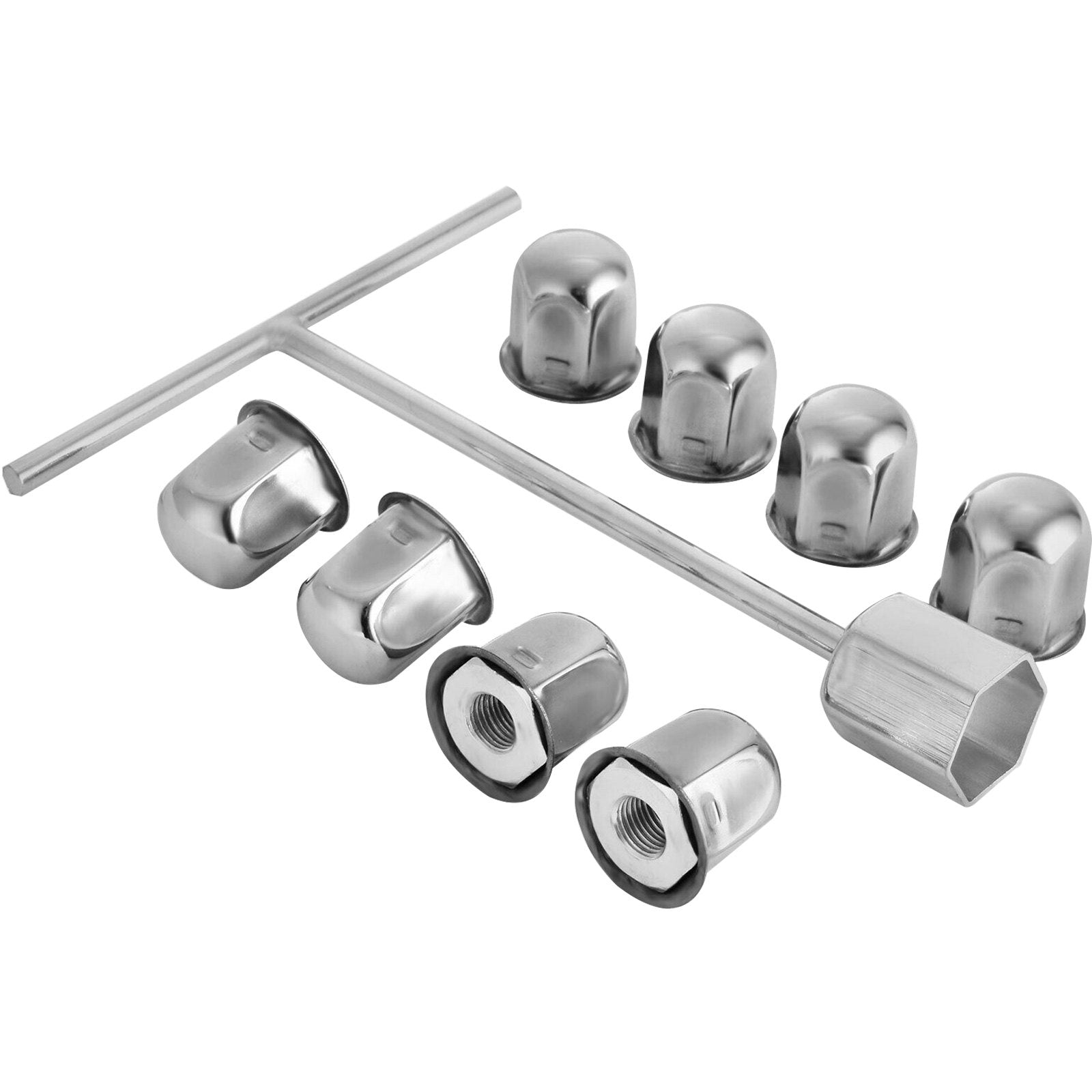 VEVOR Polished 19.5" 10 Lug Wheel Simulators Stainless Steel Bolt Kit Hubcap Kit Fit for 2005-2020 Ford F450/F550 2WD Trunk Dually Wheel Cover Set