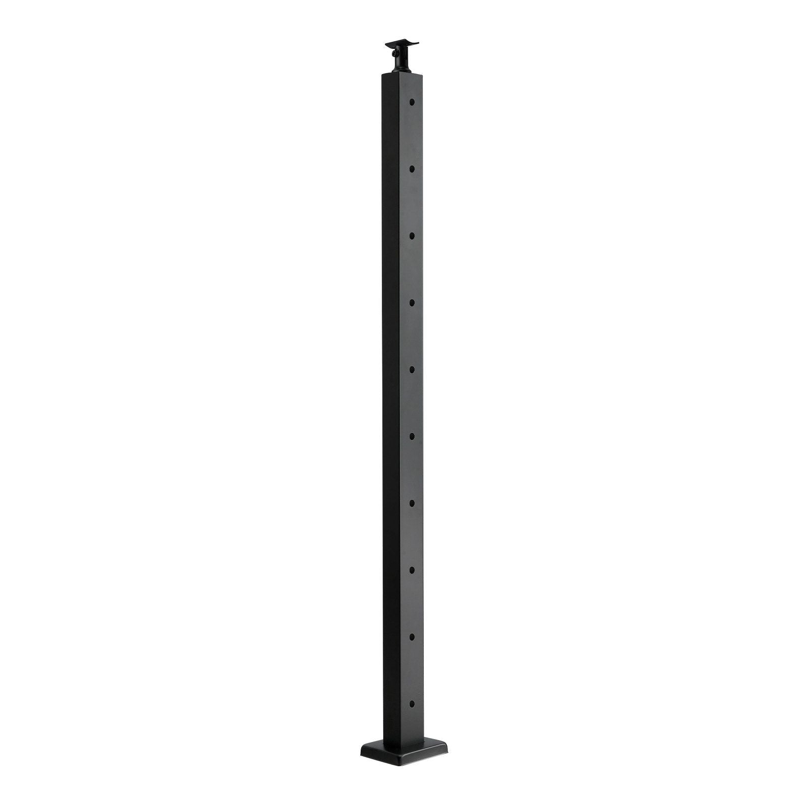 1-Pack Cable Railing Post, 91.4x5x5cm Horizontal-Hole Deck Railing Post with Pre-Drilled Holes, Stainless Steel Cable Rail Post with Horizontal and Curved Bracket, Black, 1JZLGZXHS9148RVYS001V0