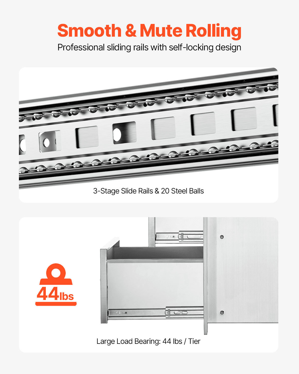 Flush triple access drawer raised style height triple drawer, 76 x 43 cm,stainless steel