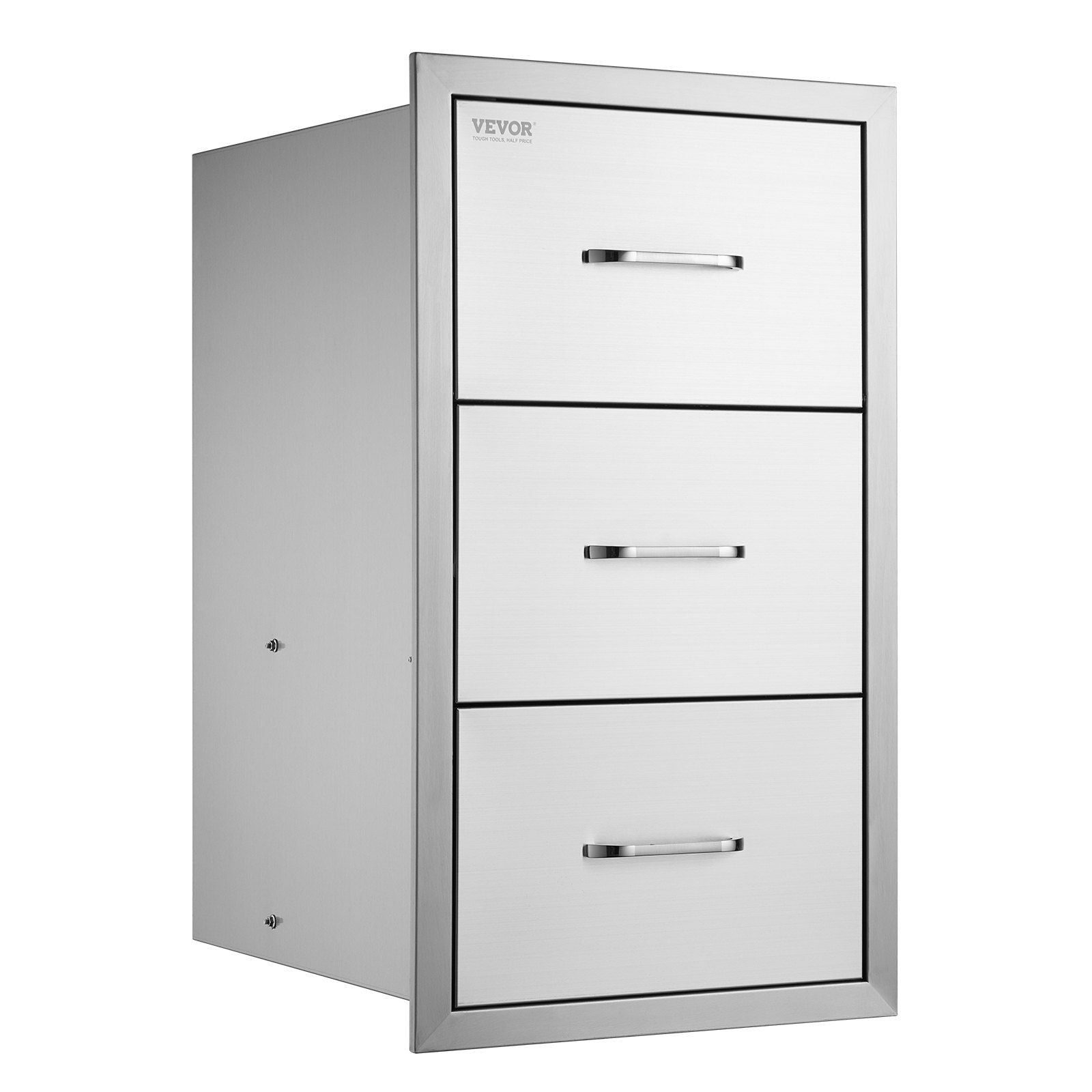 Flush triple access drawer raised style height triple drawer, 76 x 43 cm,stainless steel