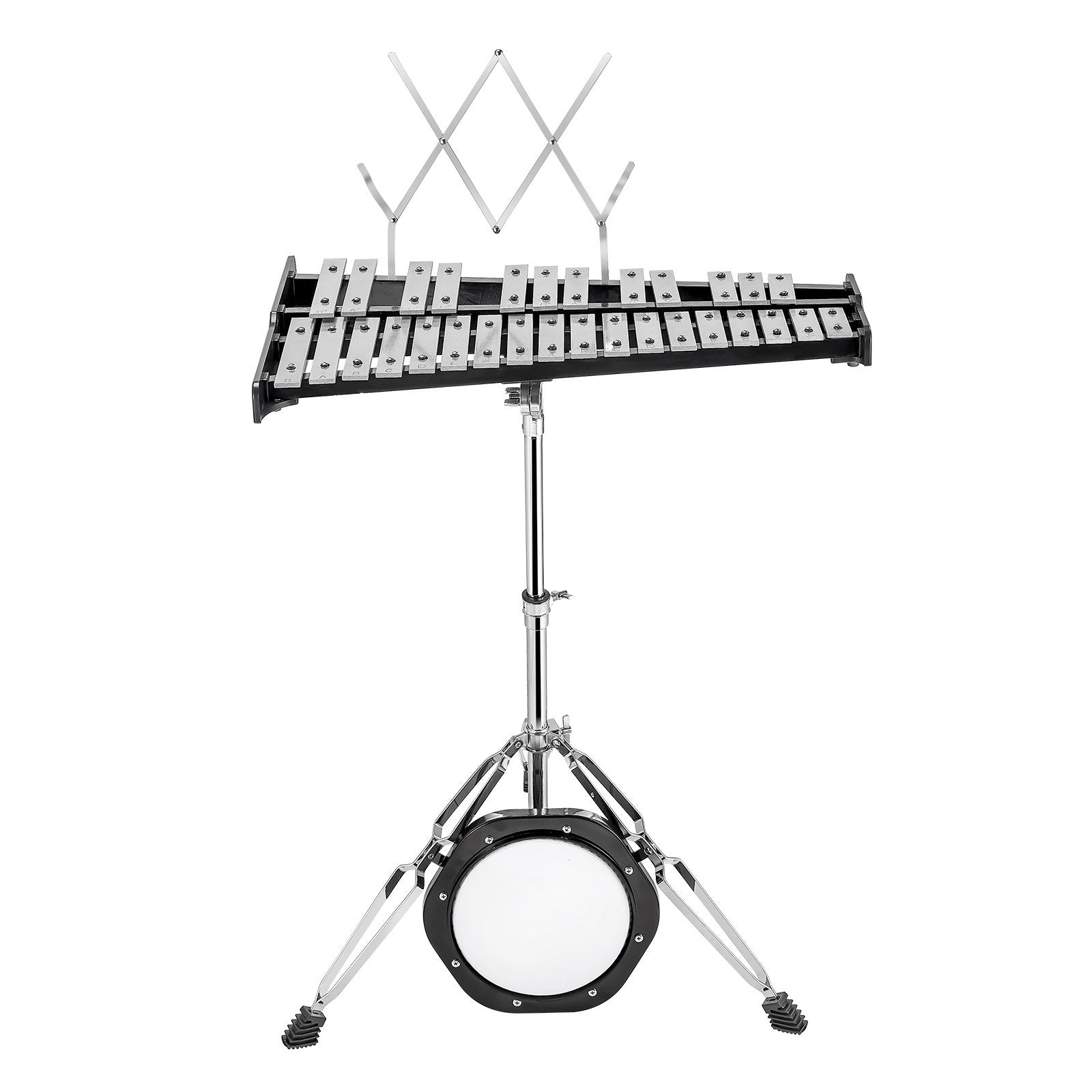 VEVOR 30 Note Glockenspiel Xylophone Bell Kit, Professional Percussion Instrument Set with Mallets, Drum Sticks, Music Stand, 8" Practice Pad, Adjustable Stand and Carrying Bag for Students & Adults