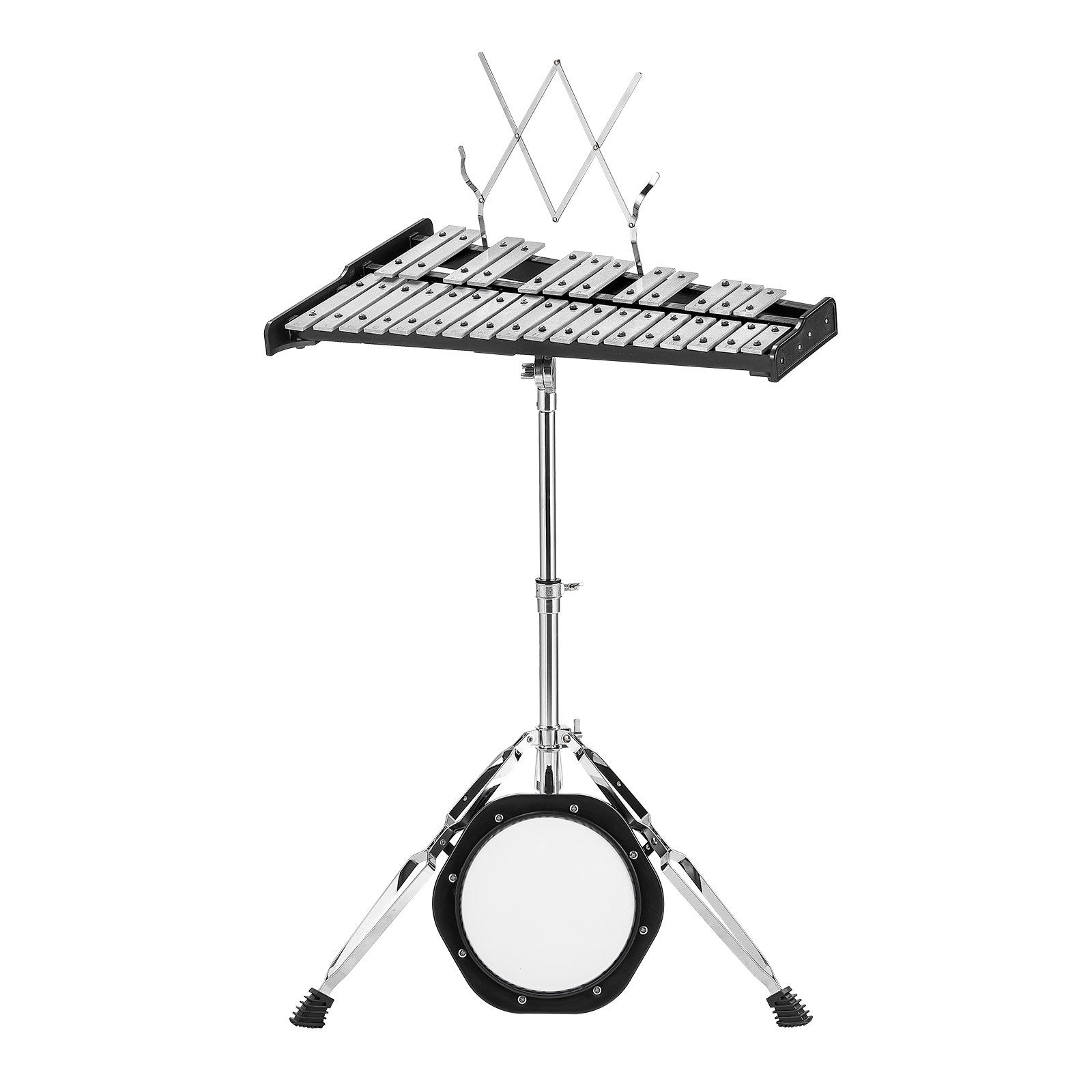 VEVOR 30 Note Glockenspiel Xylophone Bell Kit, Professional Percussion Instrument Set with Mallets, Drum Sticks, Music Stand, 8" Practice Pad, Adjustable Stand and Carrying Bag for Students & Adults