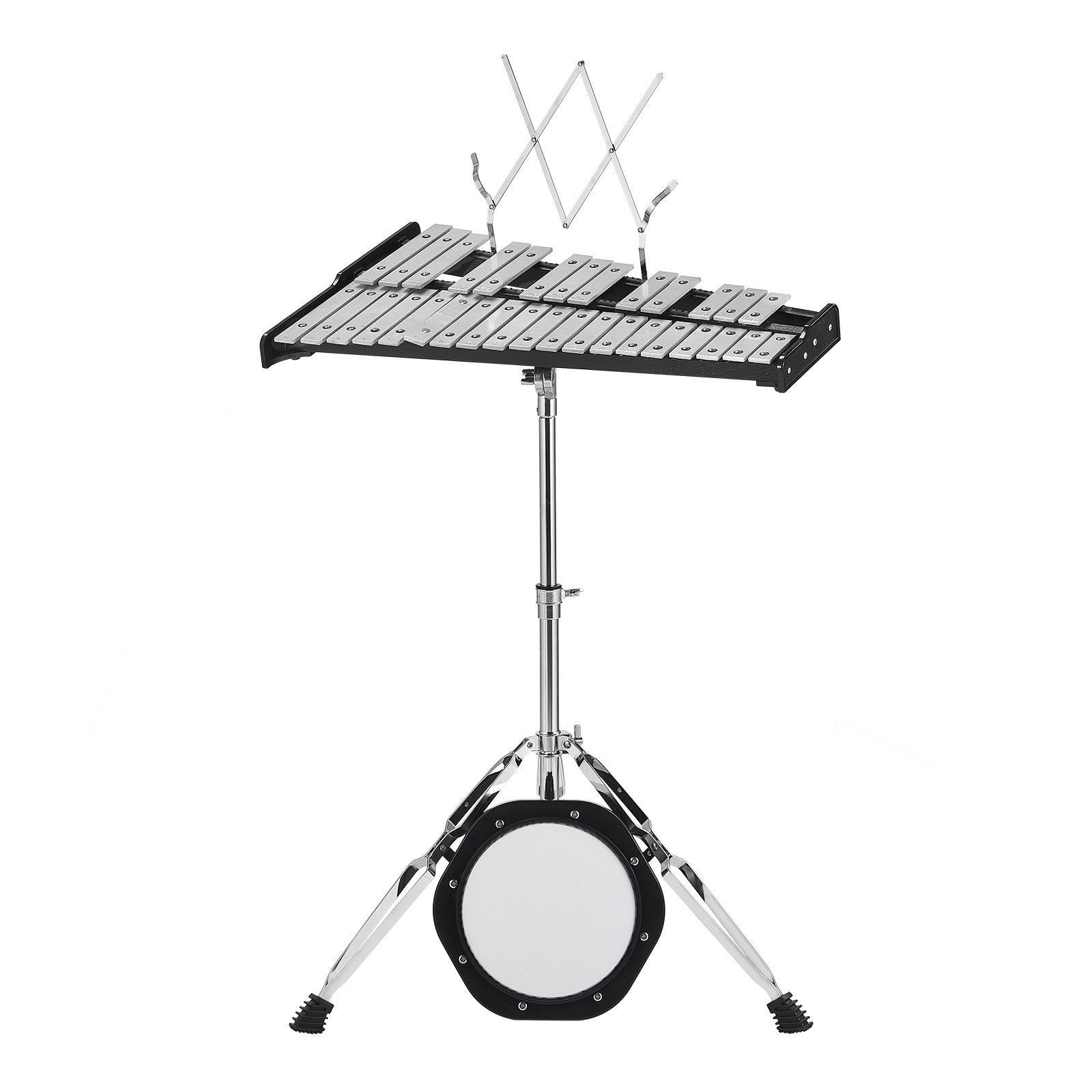 VEVOR 32 Note Glockenspiel Xylophone Bell Kit, Professional Percussion Instrument Set with Mallets, Drum Sticks, Music Stand, 8" Practice Pad, Adjustable Stand and Carrying Bag for Students & Adults