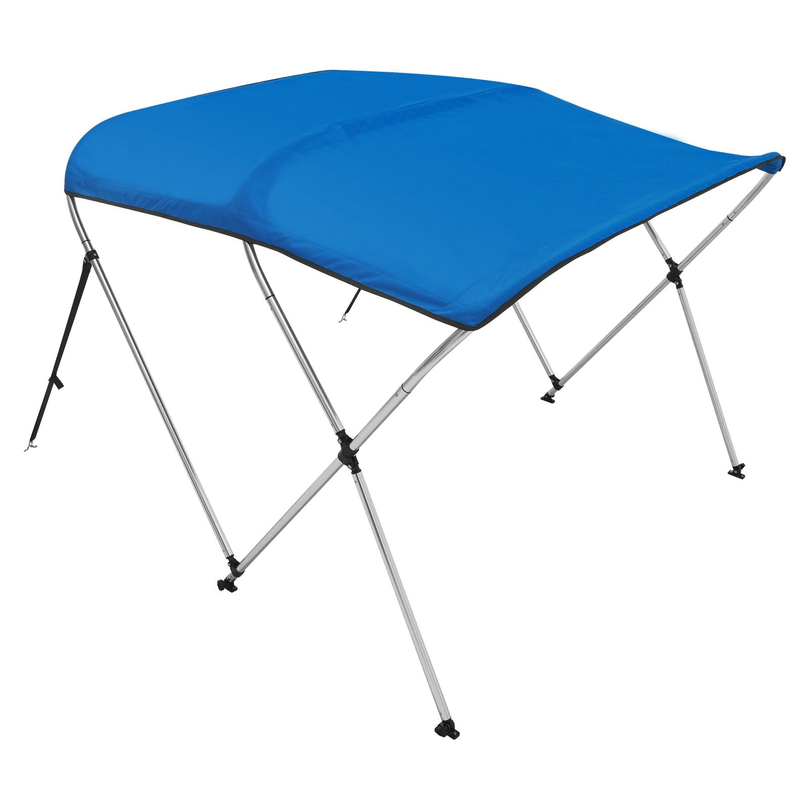 VEVOR 3 Bow Bimini Top Boat Cover, 900D Polyester Canopy with 1" Aluminum Alloy Frame, Waterproof and Sun Shade, Includes Storage Boot, 2 Support Poles, 4 Straps, 6'L x 46"H x 54"-60"W, Pacific Blue