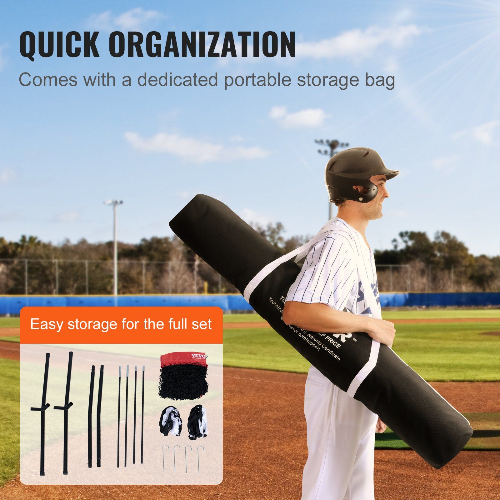 5x5 Baseball Softball Practice Net, Portable Baseball Training Net for Hitting Batting Catching Pitching, Backstop Baseball Equipment with Bow Frame, Carry Bag, Strike Zone, Ball, Batting Tee