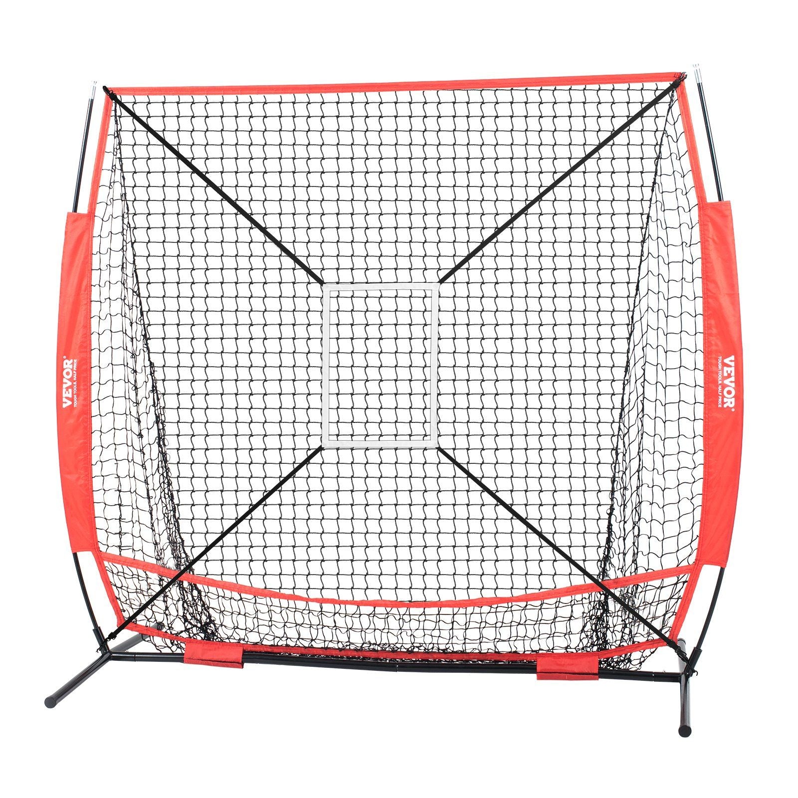 5x5 Baseball Softball Practice Net, Portable Baseball Training Net for Hitting Batting Catching Pitching, Backstop Baseball Equipment with Bow Frame, Carry Bag, Strike Zone, Ball, Batting Tee