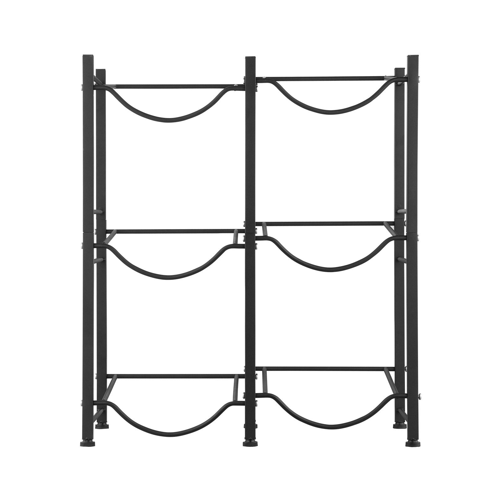 VEVOR 3 Tiers Water Jug Holder, 5 Gallon Water Bottle Holder, Double Row Water Bottle Rack for 6 Bottles, Heavy Duty Water Jug Rack for Kitchen, Office, Living Room, Black