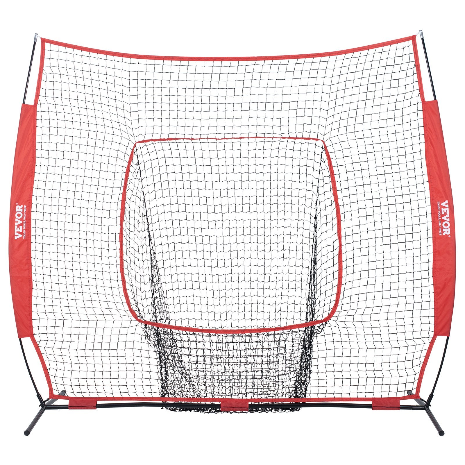 VEVOR 7x7 Baseball Softball Practice Net, Portable Baseball Training Net for Hitting Batting Catching Pitching, Backstop Baseball Equipment Training Aids with Carry Bag and Strike Zone