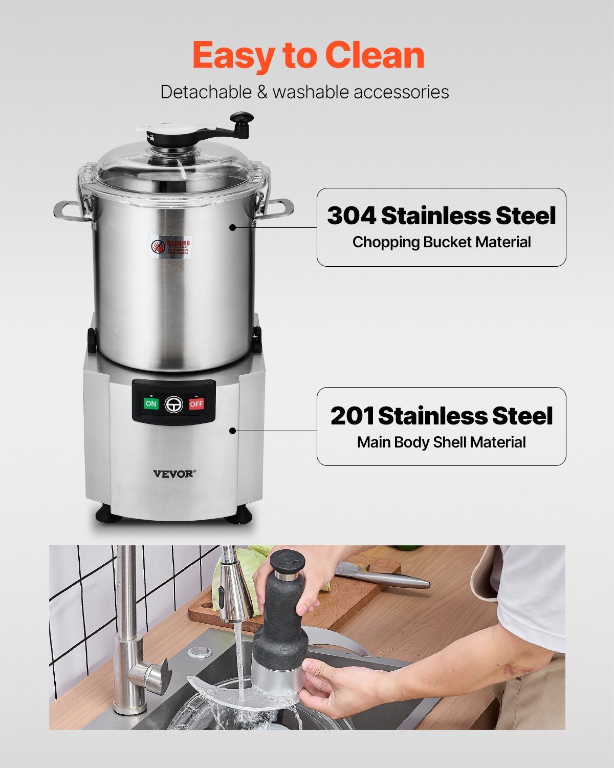 Food Processor & Vegetable Chopper, 18L Food-Grade Stainless Steel Food Processor Chopper with S-Curve Blade and Scraper, Ideal for Chopping Vegetables, Fruit, Grains, Nuts
