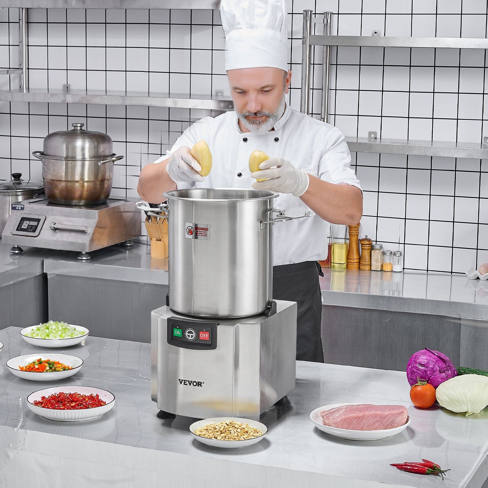 Food Processor & Vegetable Chopper, 18L Food-Grade Stainless Steel Food Processor Chopper with S-Curve Blade and Scraper, Ideal for Chopping Vegetables, Fruit, Grains, Nuts
