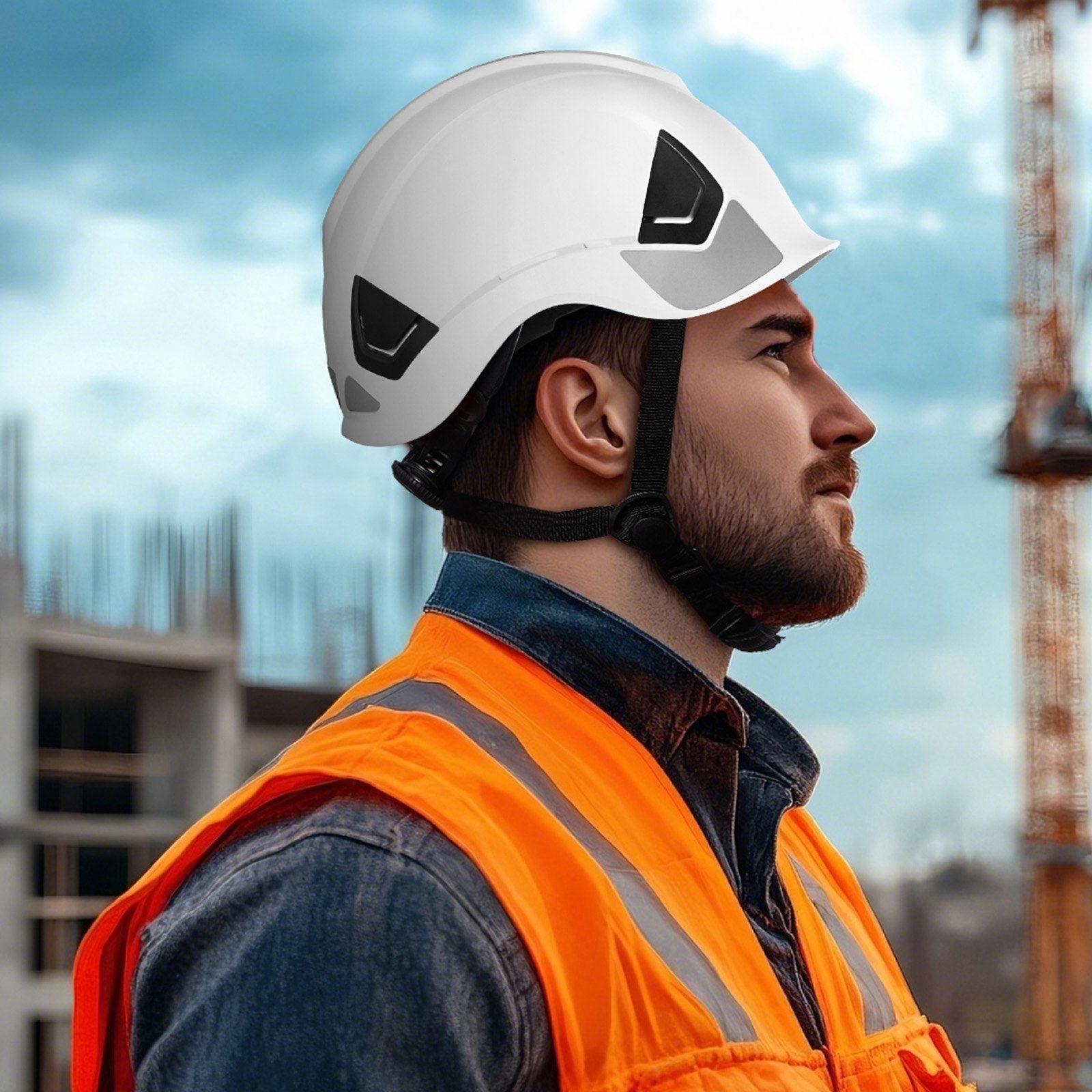 Construction Safety Helmet, ANSI/ISEA Z89.1 Approved ABS Safety Hard Hat with 6-Point Ratchet Suspension, Adjustable Vented Hardhat for Men Women Adults, for Outdoor Indoor Industrial Workwear