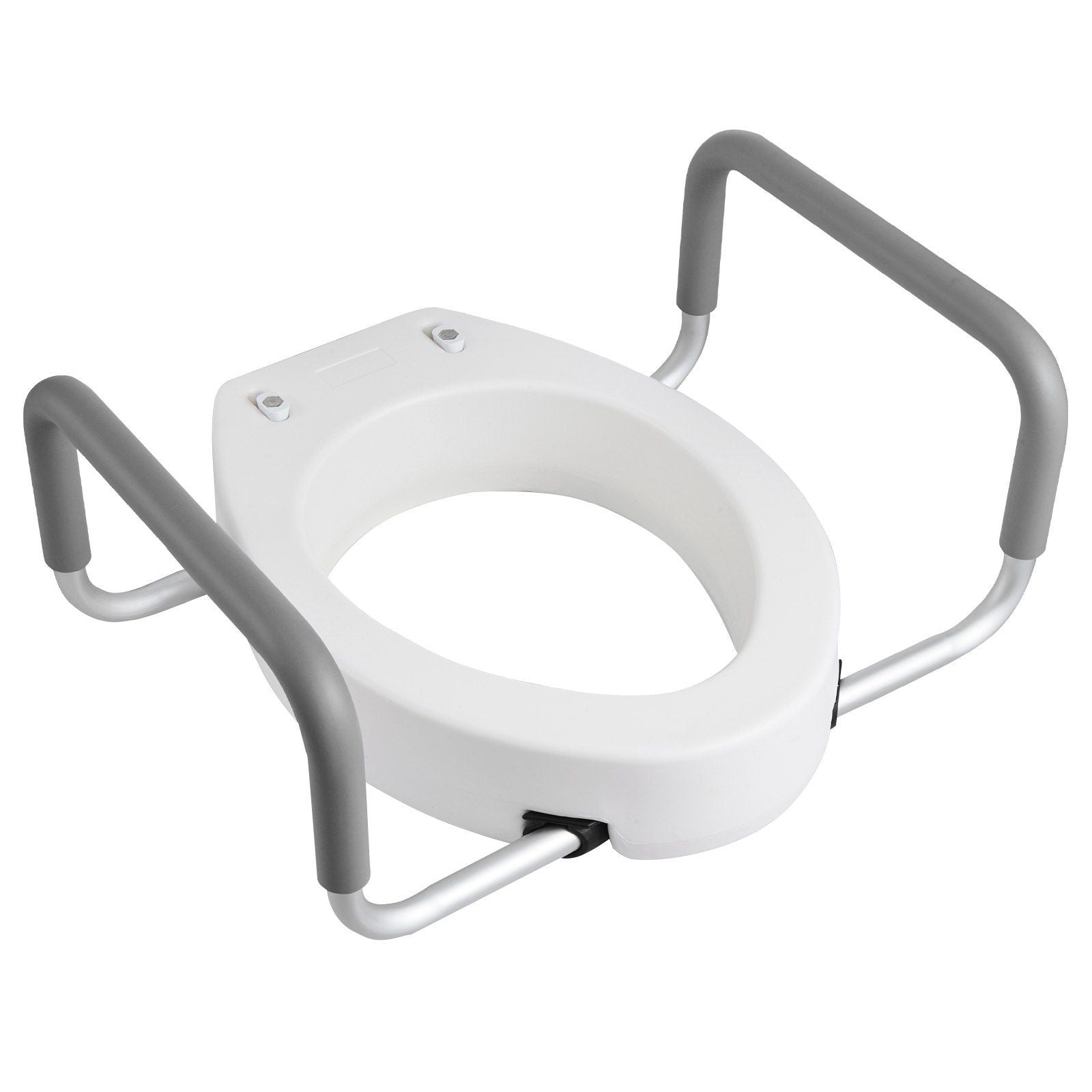 Raised Toilet Seat with Arms, 136.1 kg Load Capacity, 88.9 mm Lift Height, Widened Commode Elevated Toilet Seat Riser with Padded Handles for Seniors, Elderly, Handicap, Disabled, and Adults